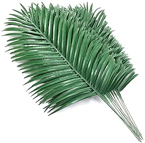 Ghulumn Lot de 18 Feuilles de Palmier Artificielles Tropicales Plante Verte pour Décoration Hawaïenne