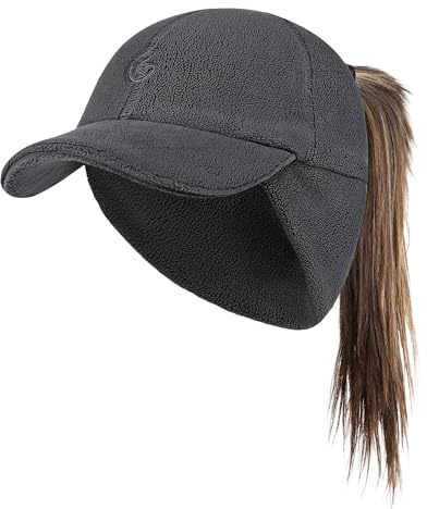PivotWing Damen Wintermütze mit Ohrenklappe Dehnbar Basecap Ponytail Hat