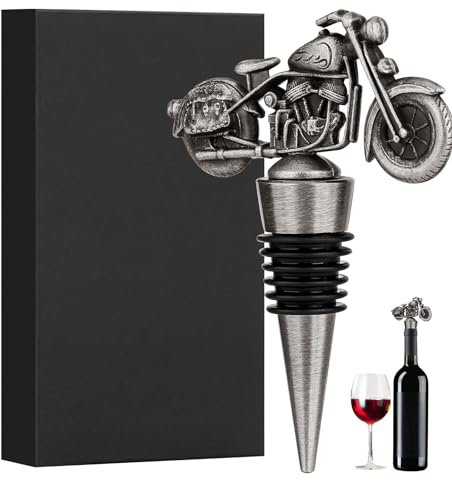 Hengrongshen Hengongshen Motocicleta Víno Botella Tapón, Plata Tapón para Botellas de Vino para Motoregalos para Moteros, Regalo día del Padre Regalo Personalizado Hombre