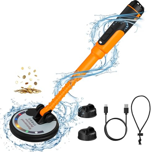 Widazzla Professional Underwater Metal Detector with IP68 Waterproof Rating, 1600mAh Rechargeable Battery for Scuba Diving, Beach, Ocean – Fully Submersible Design for Adults