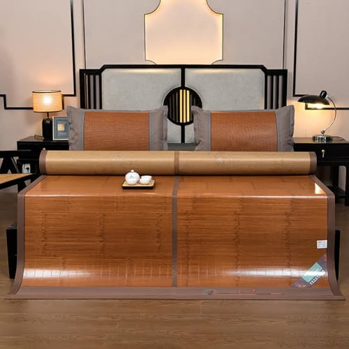TT-YEC Estera De Bambú Reversible De Verano, Estera De Bambú Transpirable, Estera De Bambú Carbonizado Plegable, Tejido De Bambú Y Ratán (Sin Funda De Almohada),100 * 190cm
