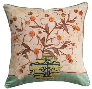 Creative Co-Op Cottage Charm Embroidered Pillow, Multicolor