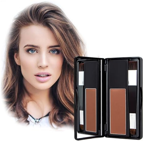 Ansatzpuder, Haaransatz Ausbessern & Haarausfall Abdecken, Ansatzpuder für Männer und Frauen, Wasserfestes Haar Make-up zum Ansatz kaschieren, sofortige Abdeckung der Haarfarbe (Dark Brown, 8g)