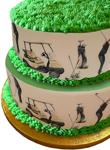 Edible Decor Icing Sheet Golf Golfing Sport Themed Cake Border - Perfect for Decorating Larger Cakes- Easy to Use Cake Decoration