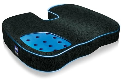 Sealy Memory Foam Seat Cushion for Car and Office Chairs – Pressure Relief Cushion for Tailbone Pain, Posture Support, and Comfort for Home Office Essentials