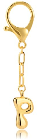 Mikovivi Initialen Schlüsselanhänger für Damen, Goldener Initialen Taschenanhänger Modischer Buchstaben Schlüsselanhänger Personalisierte Buchstabenanhänger aus Kupfer für Taschen Geldbörsen (P)