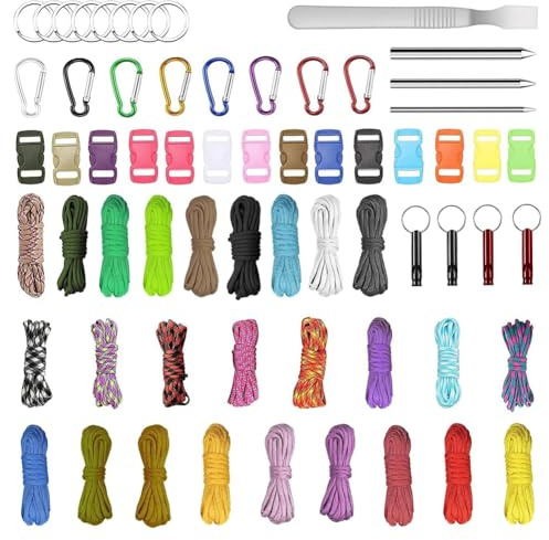 Peelanmall Paracord 550 Nylonseil, Paracord Seil 4mm, Multifarben Parachute Cord Bänder Kit, Paracords Armband, DIY Armbänder Bänder Set, für Schlüsselanhänger, Hundeleinen, Leinen (26 Farben-1)