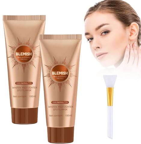 2025 Neu Weißende und Aufhellende Flecken Maske, Kräuterflecken Peel-Off Maske für Strahlende Haut, Anti Falten Tear-Off Tiefenwirksame Gesichtsmaske für Poren Straffung (2PC)