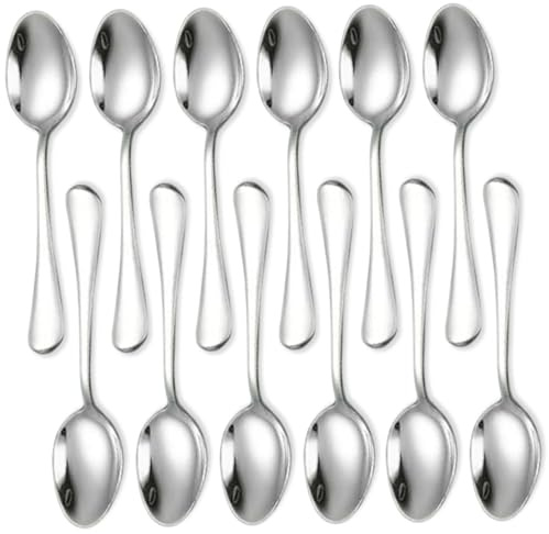 fkngcp Espresso cucharas, 12 Piezas de café de Acero Inoxidable, 4.95x0.98 Pulgadas portátiles pequeñas para Postre, café, té, Aperitivo