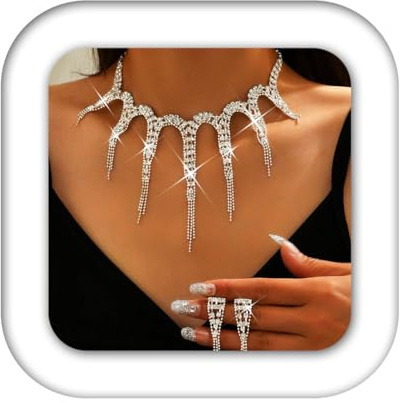 Atigy Strass Schmuckset mit Kristall Brautkette funkelnden Ohrringen und Halskette für Damen