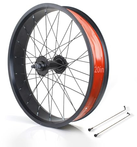 20/24/26x4.0'' Roue Avant/Arrière Fat Bike Roues De Vélo De Neige/Beach Bike Frein À Disque 135mm/195mm 36H Moyeu pour Roue Libre Rotative 7/8/9/10s 14G Rayons(20in Front Wheel)
