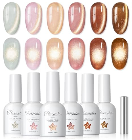 PEACECOLOR UV-nagellack Cat Eye UV-gel 10 ml – rosa, nude, magnetisk Cat Eye-gelnagellack UV gelnagellack, manikyr och nagelkonst, DIY hemma