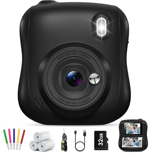 Kids Camera Instant Print, 14MP Kids Instant Print Camera for Kids with 32GB Card & 3 Rolls Paper, Kids Digital Camara Toys Gifts for Boys & Girls Age 3-10