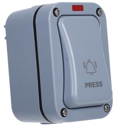 ROMISBABA Timbre con Pulsador y Luz Indicadora, Interruptor Pulsador de Pared para Exteriores, Botón de Montaje Superficial Resistente al Agua para Control de Acceso, Sistema Apertura Jardín, 1 Unidad