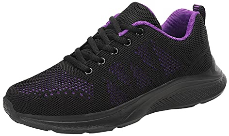 Femme Chaussure Sneakers Chaussures Mode et Sport Running pour Femmes Basquettes de Marche Course Casual Fitness Tennis Gym Outdoor Respirant Léger Confortable Jogging (Purple #3, 41)