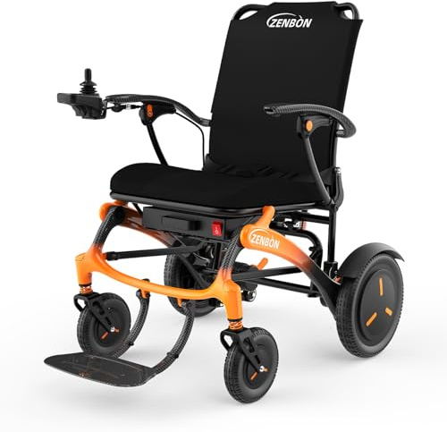 Fauteuil Roulant Electrique Pliable Léger Carbone 16,3 kg: 25km Fauteuil Roulant Electrique pour Personnes âgées, avec Lumière LED - Fauteuil Roulant Electrique Homologué par Avion Jusqu'à 150 kg