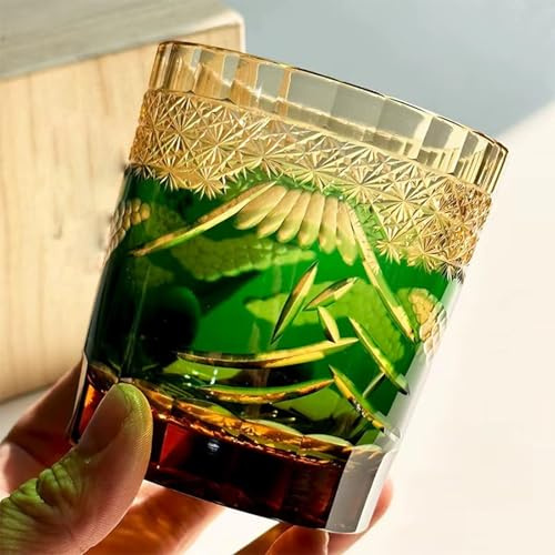 HGFYE Bicchiere Da Whisky Di Lusso In Stile Giapponese,Bicchiere In Cristallo Tagliato A Mano Con Intricato Di Rifrazione Della Luce Per Whisky E Cocktail, Per Collezionisti E Appassionati Di Sakè