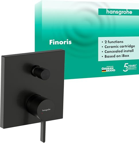 hansgrohe Finoris - Badewannenarmatur Unterputz für 2 Verbraucher, Mischbatterie Badewanne eckig für iBox universal, Einhebelmischer Wanne, Brushed Black Chrome, 76415340
