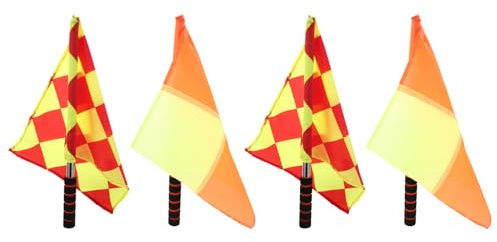 TOYANDONA Banderas de Árbitro a Cuadros 4 Piezas para Juez de Línea Deportivo Banderas de Mano en Colores de Alta Visibilidad Tamaño Estándar para Fútbol Rugby y Atletismo Equipo para
