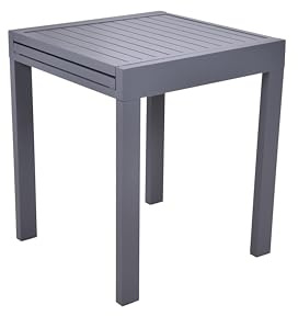 DELUKE Gartentisch Celia - Aluminium, Anthrazit, 65x65x75cm | Ausziehtisch Esstisch Wetterfest Outdoor Tisch