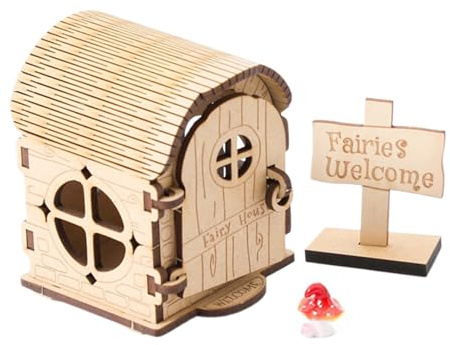 Holzhäuser zum Basteln | Bauset aus Holz - Set Gartenhaus für Feen im Freien | als Weihnachtsgeschenk Haus Schreibtisch für Kinder