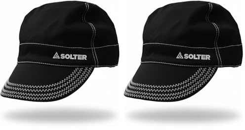 Solter Gorra Soldador Textil Ignífugo 10441, Bajo Careta y Casco, MIG/MAG, TIG, MMA, Soldadura en Techo (Overhead), Protege Cabeza Nuca y Orejas (Paquete de 2)