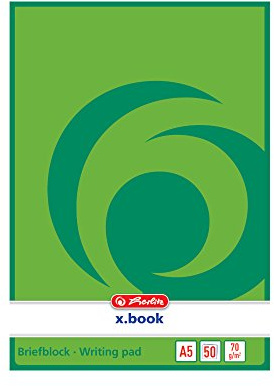 Herlitz 717504 Notizblock A5, blanko, 50 Blatt, weiß