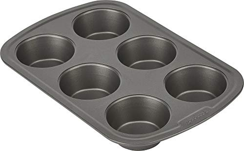 GoodCook Everyday Muffin Pan Nonstick Warp-Resistant Carbon Steel Construction, 6-Cup, Gray