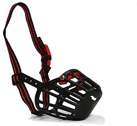 Ancol Plastic Muzzle Black/Red Size 5 22x8.5cm