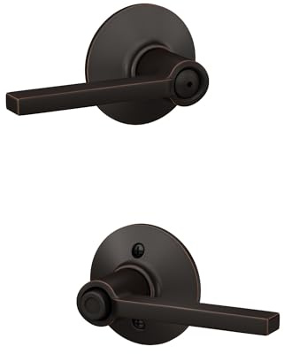 Schlage F40 LAT 716 Latitude Door Lever, Bed & Bath Privacy Lock, Aged Bronze