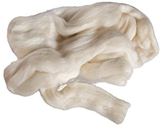 Rayher 5360002 Reine Schurwolle, Filzwolle, Kammzug, Beutel 50 g, weiß, ungefärbt, Märchenwolle