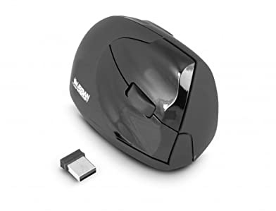 Urban Factory Souris Ergonomique Sans Fil - Design Vertical Droitier Prévention Epicondylite, 800 à 1600 DPI Réglable, Nano Récepteur USB 2.4GHz, 4 Boutons, Capteur Optique Ultra Performant Pixart