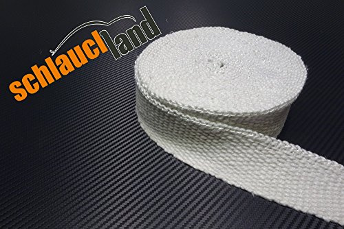 Schlauchland 5m Keramik Hitzeschutzband 50mm Weiss 1200°C Auspuffband Thermoband Krümmerband Heat Wrap Basaltfaser Isolierband