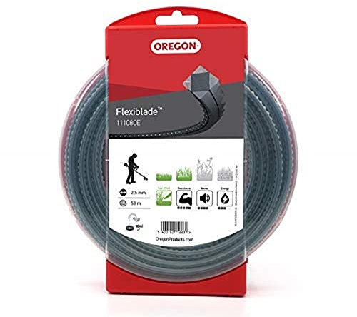 Oregon 111080E Gezahnter FlexiBlade Mähfaden, 2,5 mm, 53 Meter-Spule
