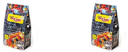 Holland Plastics 2 X Bar-Be-Quick Instant Light Grab & Grill Bags- Lumpwood Charcoal- 500g each bag. Perfect for Picnic BBQs, Kettle BBQs, Firepits and much more! Simply light, and cook!