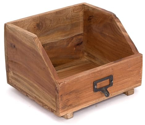 DESIGN DELIGHTS SCHREIBTISCHABLAGE BÜCHERBOX 24 | 24x21x17cm (BxTxH), Altholz massiv | Ablage für Bücher, Bücherregal, Ablage aus Holz, Dokumentenablage, Buchregal