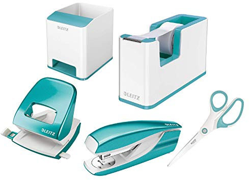 Leitz WOW Bürozubehör (Komplettset, Weiß/Schwarz) (Eisblau)