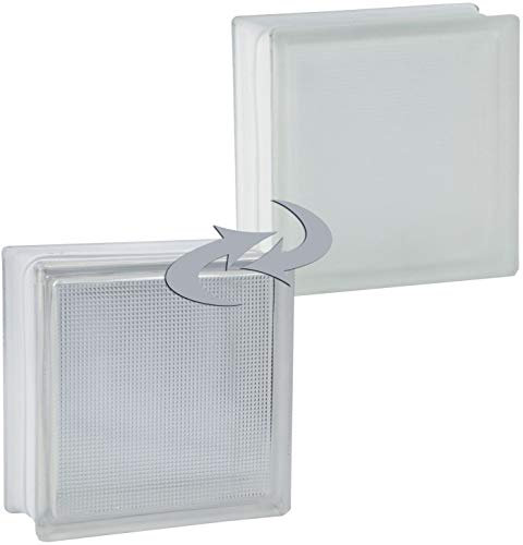 Design Glasbaustein Samba klar einseitig satiniert 19 x 19 x 8 cm - 5 Stück