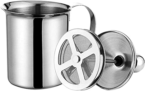LATRAT Montalatte manuale in acciaio inox, montalatte manuale, spugna al latte con latte per caffè, montalatte in acciaio inox Double Mesh (500 ml, argento)