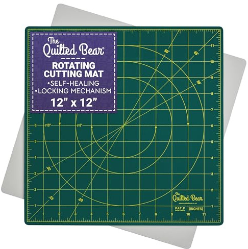 The Quilted Bear Tappetino da taglio rotante, 30,5 x 30,5 cm, quadrato, autorigenerante, girevole a 360°, con innovativo meccanismo di bloccaggio per trapuntare e cucire, disponibile in vari colori