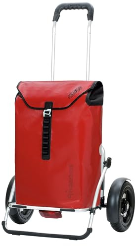 Andersen Carro de Compra Royal Plus Aluminio Plegable con Ruedas neumaticás Ø 25 cm y 49 litros Bolsa Ortlieb Rojo