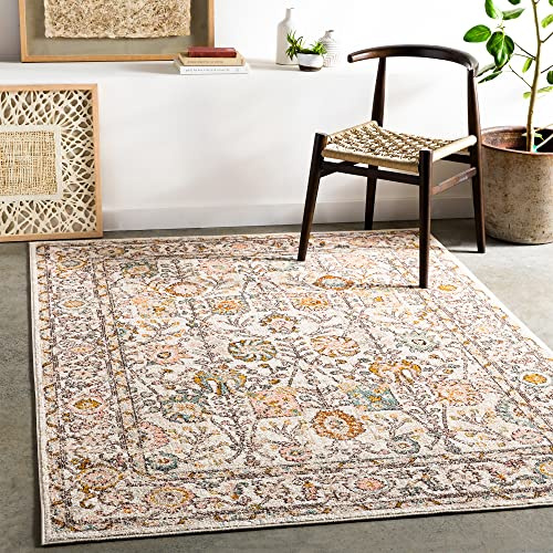 Livabliss Wicklow Alfombra Vintage - Alfombra Salon Grande, Habitacion, Cocina - Alfombras 160x213cm, Estilo Boho y Oriental Multicolor Marfil y Rosa