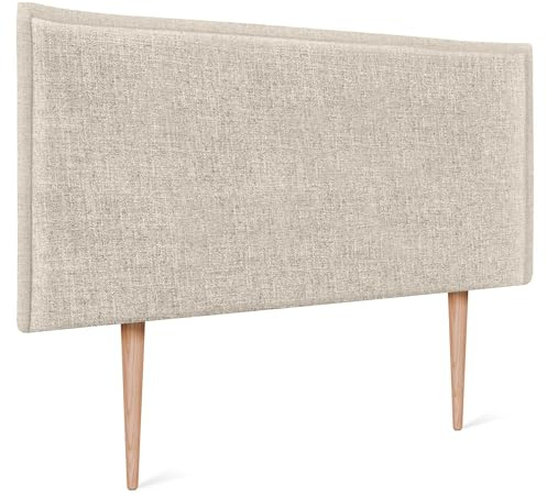DHOME Kopfteil aus natürlichem Leinen einfarbig mit Paspelierung für Bett Schlafzimmer modernes Top Trend (Beige, 90x105cm Mit Füßen (Betten 70/80/90))