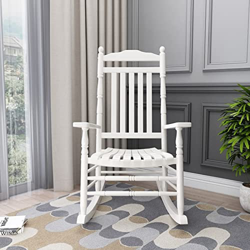 Rocking Chairs,schaukelliege holz,schaukelstuhl balkon holz,schaukelstuhl gartenstuhl,Hohe Rückenlehne, breite Armlehnen, geeignet für Hof, Garten, Innenbereich, Rasen, Schwarz und Weiß ( Color : Blac