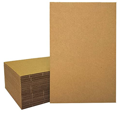 Lot de 50 feuilles de carton ondulé marron de qualité supérieure pour t-shirts, expédition, envoi, courrier, bricolage et travaux manuels - 28 x 43,2 cm