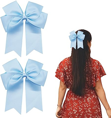 Haarspangen mit Schleife, 15,2 cm, groß, für Damen und Mädchen, blaue Haarschleife, 2 Stück
