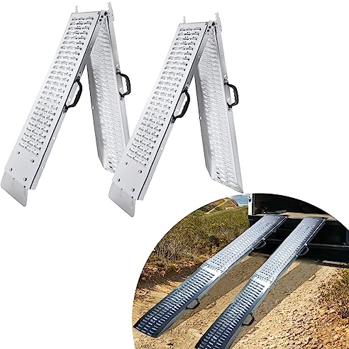 JOIEYOU Auffahrrampe, Klappbar Rollstuhlrampe, Bordsteinrampe, Rampe 400 kg max Faltrampe für Anhänger, Treppe, Pkw, Motorrad (2 Stück)
