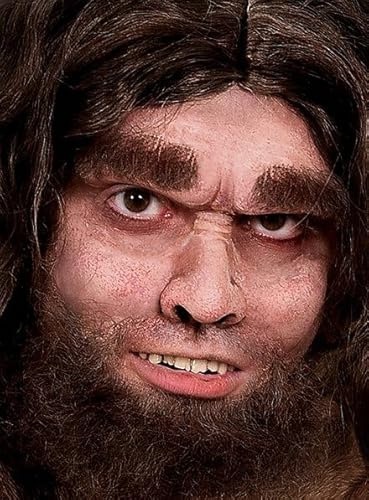 Maskworld Urmensch Teilmaske aus Latex - Halbmaske Neandertaler mit Hautkleber - ideal für Halloween, Karneval, Motto- & Grusel-Party