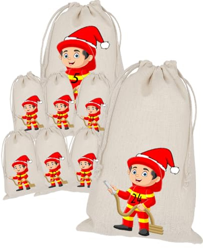 Adventskalender zum Befüllen, 24 Stoffbeutel, Bedruckt 20x15 Groß, Feuerwehrmann, Feuerwehr, Weihnachten Geschenksäckchen, Säckchen, DIY Selber Befüllen, Weihnachtskalender