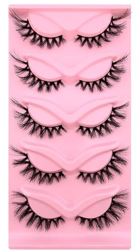 Faux cils 3D œil de chat, Cat-Eye naturel Extensions de cils artificiels, 20mm Fox Eye duveteux cils artificiels look naturel, 5 paires réutilisables Faux cils de vison(MAO-14)